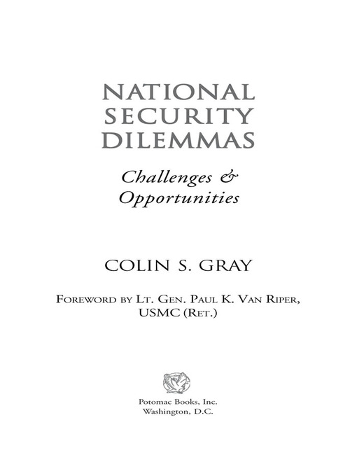 Title details for National Security Dilemmas by Colin S. Gray - Available